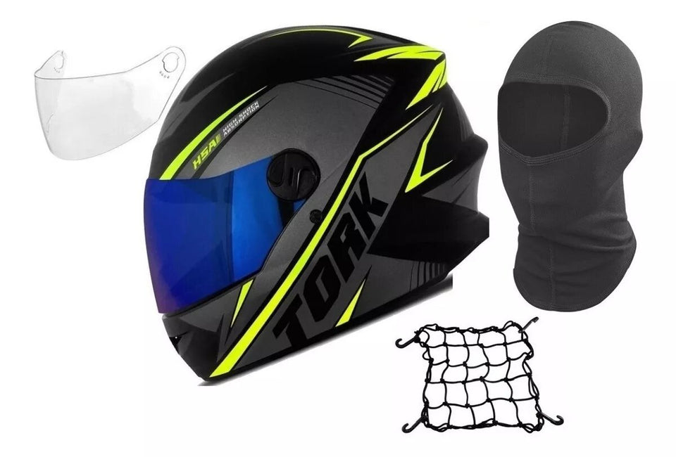 Capacete Fechado R8 Pro Tork Lindo + Viseira Iridiun + Touca
