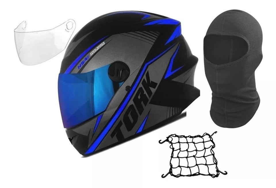 Capacete Fechado R8 Pro Tork Lindo + Viseira Iridiun + Touca