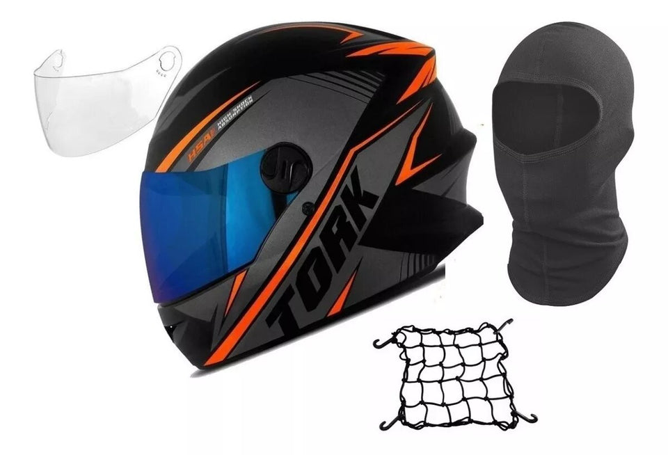 Capacete Fechado R8 Pro Tork Lindo + Viseira Iridiun + Touca