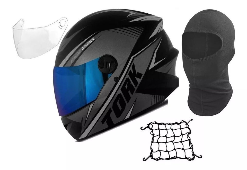 Capacete Fechado R8 Pro Tork Lindo + Viseira Iridiun + Touca