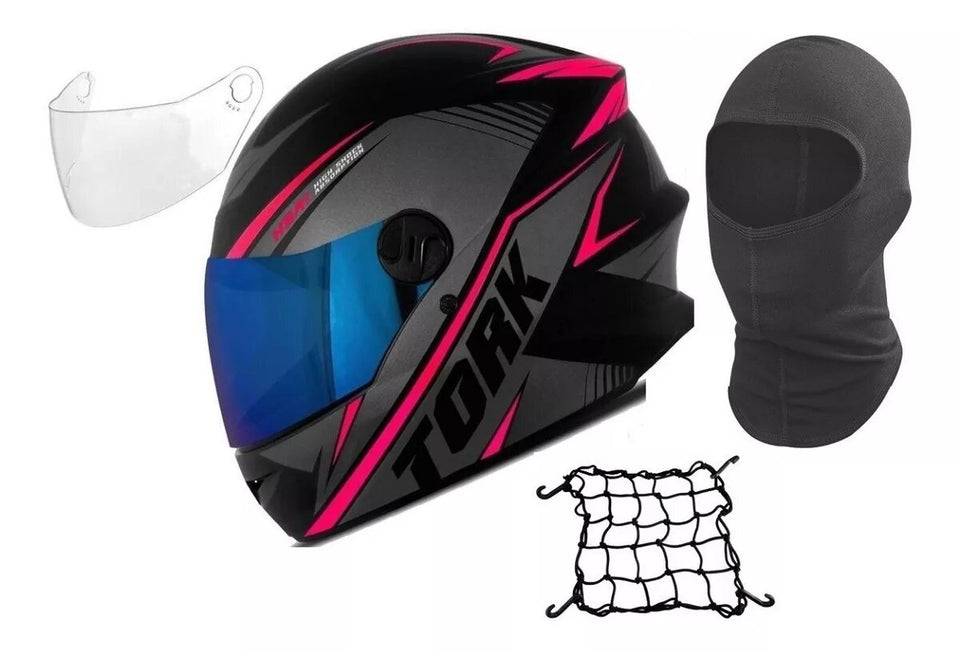 Capacete Fechado R8 Pro Tork Lindo + Viseira Iridiun + Touca